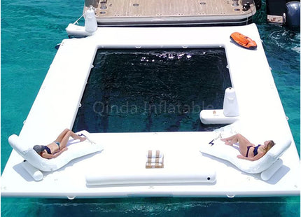 Portable Inflatable Floating Ocean Sea Swimming Pool / Protective Anti Jellyfish Pool With Netting Enclosure For Yacht